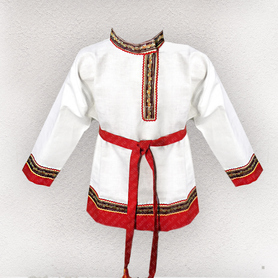 Косоворотка Добрыня, лен, белый- фото 1