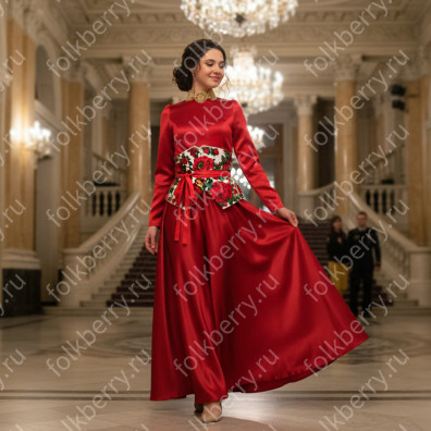 Платье Триколор-3, атлас, бело-сине-красное- фото 1