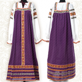 Сарафан с блузой Народный, габардин и хлопок, фиолетовый- фото 1